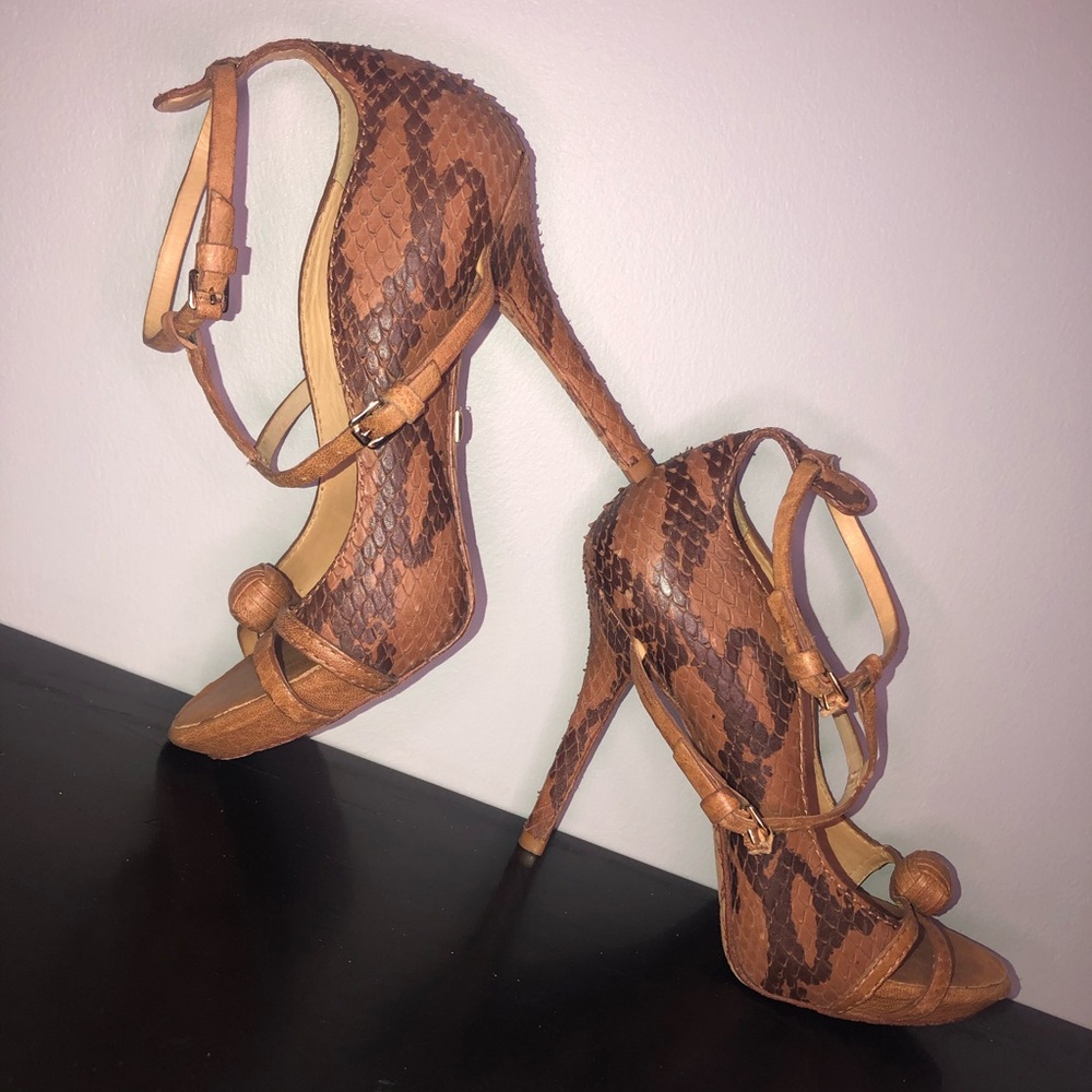 L.A.M.B. Gwen Stefani Snakeskin Tan Heels